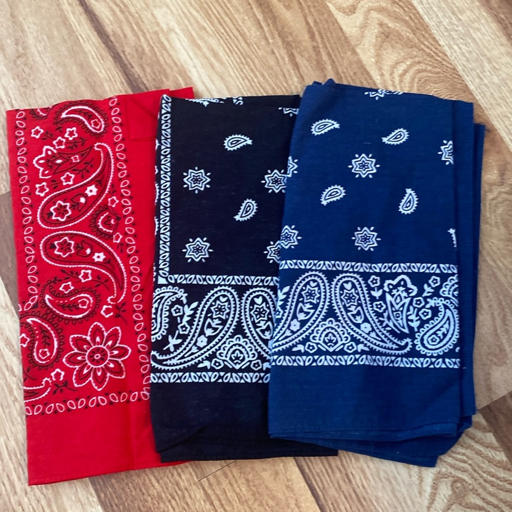 Handkerchief Head wrap Set Red, black, and blue unbranded 100% cotton - Picture 1 of 5